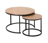 Calicosy 2 Tables Basses Gigognes Rondes Décor Bois