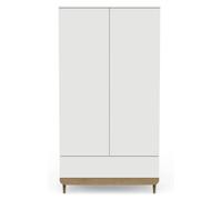 CALICOSY - Armoire 2 portes 1 tiroirReproduction blanc et chêne H194 cm SKANDIA