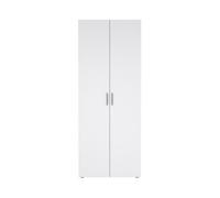 CALICOSY - Armoire 2 portes décor chêne et blanc brillant H201 cm - LANA - Blanc