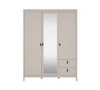 CALICOSY - Armoire 3 portes dont 1 miroir et 2 tiroirs blanc L150 cm - BARCELONE - Taupe