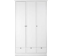 CALICOSY - Armoire 3 portes et 3 tiroirs blanc L120 cm LANDWOOD