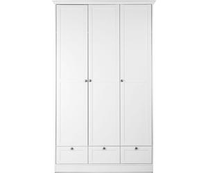 CALICOSY - Armoire 3 portes et 3 tiroirs blanc L120 cm LANDWOOD