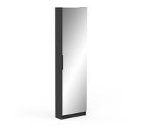 CALICOSY - Armoire à Chaussures 1 Porte Miroir L50 cm - Zapatero - Noir
