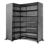 Calicosy Armoire à Chaussures d'angle - pour 30 Paires de Chaussures - en Intissé et Tubes Métal - Style Classique - pour Chambre, Dressing, Entrée, Garage - L(60+30) x l30/30 x H107cm