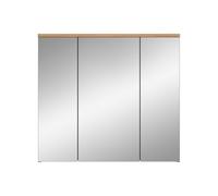 Calicosy Armoire murale avec 3 portes miroir, effet chêne et gris, largeur 80 cm - ENO