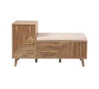 Calicosy Banc à chaussures avec 2 portes et façades à lattes, largeur 101 cm - EDEN
