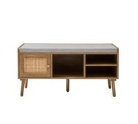 Calicosy Banc à Chaussures Palmo 1 Porte Rotin 3 Niches L 100 x P 39 x H 49 cm