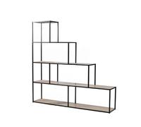 Calicosy - Bibliothèque 5 Niveaux Design Escalier - A Poser au Sol - Style Industriel - Bois et Métal - Meuble Gain de Place pour Salon, Chambre, Bureau - L160 x P30 x H157 cm