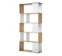 CALICOSY - Bibliothèque Décor Blanc et Chêne - L80 x H173,5 cm - Blanc