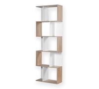 Calicosy - Bibliothèque Multi-Cases de Rangement - Style Tendance Bois et Blanc - Nombreux Rangements - Meuble pour Salon, Chambre, Entrée - L 60 x P 24 x H180 cm