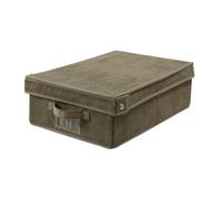 Calicosy - Boîte rangement avec couvercle en velours côtelé Kaki - L31,5 cm