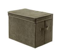 Calicosy - Boîte rangement haute avec couvercle tissu velours côtelé kaki - H30 cm