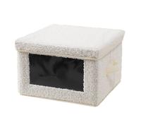 CALICOSY - Boîte rangement tissu bouclette écru avec fenêtre - L30 cm - Écru