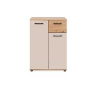CALICOSY - Buffet 2 portes, 1 tiroir effet chêne et cachemire L60 cm - LINO - Bois clair
