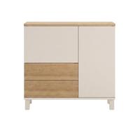 CALICOSY - Buffet 2 portes 2 tiroirs décor cashmere et chêne L87 cm - KORA - Beige