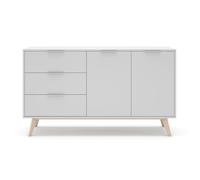 CALICOSY - Buffet 2 portes, 3 tiroirs Campus - L140 cm - Blanc