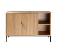 Calicosy - Buffet 2 Portes et 2 Niches Ouvertes - Bois Rainuré - Collection Tara - Meuble Buffet - Rangement Salon, Salle à Manger - Style Moderne - L 110 x P 35 x H 76 cm