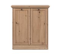 CALICOSY - Buffet 2 portes et 2 tablettes avec poignées boutons en métal L80 cm - TIMBER - Chêne