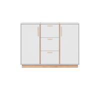 CALICOSY - Buffet 2 portes et 3 Tiroirs décor Blanc et Bois L125 cm - SPLIT - Blanc