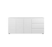CALICOSY - Buffet 3 portes 3 tiroirs et 2 étagères - L178,5 x H80 cm - Blanc