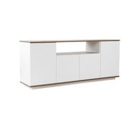 CALICOSY - Buffet 4 portes et 1 niche centrale L180 cm - ARISTA - Blanc / Noyer