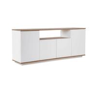 CALICOSY - Buffet 4 portes et 1 niche centrale L180 cm - ARISTA - Blanc/ Pin atlantique