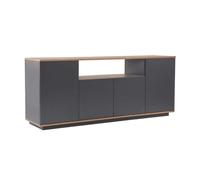 CALICOSY - Buffet 4 portes et 1 niche centrale L180 cm - ARISTA - Gris anthracite/ Pin atlantique