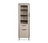 CALICOSY - Buffet haut 1 porte vitrée, 1 porte et 1 tiroir cappucino et noir L60cm - ARONA - Taupe