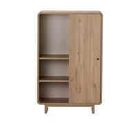 CALICOSY - Buffet haut 1 portes, 3 niches avec bords arrondis L70 cm - CELENA - Chêne
