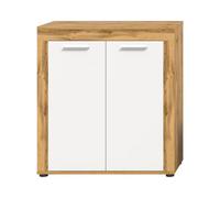 Calicosy Buffet Haut 2 Portes Blanc et Chêne Wotan L80 cm - Aosta - en Panneaux de Particules - Fabrication Européenne - pour Salle à Manger - L80 x l35 x H88 cm
