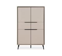 CALICOSY - Buffet Haut 4 Portes et 2 Tiroirs H140 cm - ARONA - Taupe / Noir