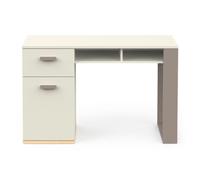 CALICOSY - Bureau 1 Porte 1 Tiroir et 2 Niches L120 cm - CAMILLIA - Argile / Gris / Chêne
