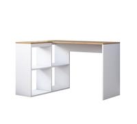 CALICOSY - Bureau d'angle décor chêne et blanc L120 cm - CASSIE - Chêne