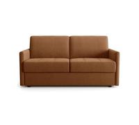 CALICOSY - Canapé 3 places convertible en tissu Matelas 14cm - COSENZA - Terracotta