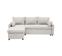 CALICOSY - Canapé convertible 3 places en tissu avec méridienne L219 cm - LOUISON - Beige