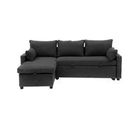 CALICOSY - Canapé convertible 3 places en tissu avec méridienne L219 cm - LOUISON - Gris anthracite