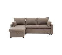 CALICOSY - Canapé convertible 3 places en tissu avec méridienne L219 cm - LOUISON - Marron