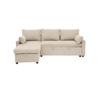 CALICOSY - Canapé convertible 3 places en velours côtelé L219 cm - LOUISON - Beige