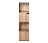 Calicosy CASÂME Meuble 4 Cases avec 2 Portes - Modulable - Colonne de Rangement - Bibliothèque Fine - Rangement pour Salon, Chambre - Décor Bois - Meuble à Cases - 30,7 cm x 29 cm x H 120 cm
