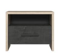 Calicosy - Chevet 1 Tiroir et 1 Niche Colorado - Décor Chêne et Noir - Style Industriel - Table de Nuit pour Chambre - Fabriqué en France - L49,6 x P 36,3 x H 40,1 cm