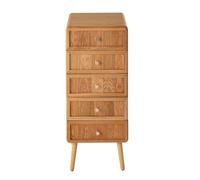 CALICOSY - Chiffonnier 5 tiroirs avec façades lamellées H100 cm - AVA - Bois clair