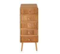 CALICOSY - Chiffonnier 5 tiroirs avec façades lamellées H100 cm - AVA - Bois clair