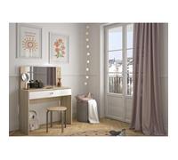 CALICOSY - Coiffeuse avec 1 tiroir de rangement L94 cm - MAKEUP - Blanc/Bois
