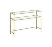 CALICOSY - Console en métal avec 2 tablettes en verre trempé L90 cm - SELIA - Doré