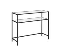 CALICOSY - Console en métal avec 2 tablettes en verre trempé L90 cm - SELIA - Noir