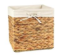 Calicosy CASÂME Cube de Rangement en Jacinthe d'eau Tressée - Pliable - avec Housse Amovible - Couleur Naturelles Panier Pliable - pour Vêtements, Jouets - L32 x P32 x H32 cm