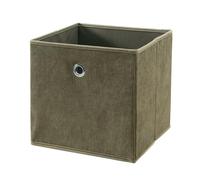 Calicosy Cube Pliable Tissu Velours Côtelé Kaki - H27 cm - Fabriqué à partir de Polyester - pour Le Salon - l28 x L28 x H27 cm