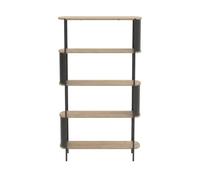 Calicosy EKLO Étagère haute à 5 étages avec effet bois et côtés en métal noir, hauteur 174 cm