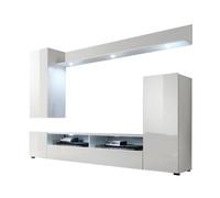 CALICOSY - Ensemble TV complet façades blanc brillant - L201 cm - Blanc