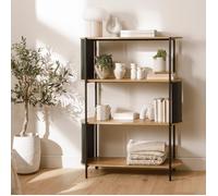 CALICOSY - Etagère 4 niveaux décor bois avec flancs en métal noir H134 cm - EKLO - Bois clair